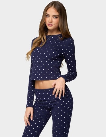 EDIKTED Daliya Polka Dot Long Sleeve Top Alternative Image