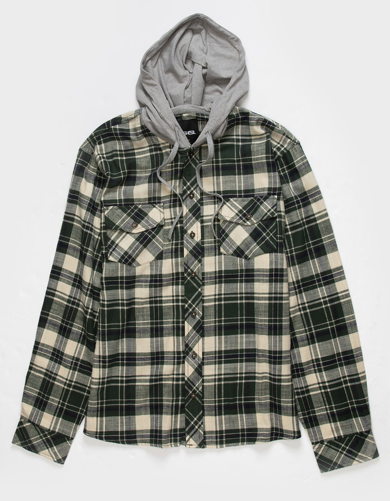 RSQ Mens Plaid Hooded Flannel image number 1