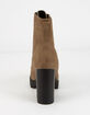 SODA Lug Sole Lace Up Eyelet Taupe Womens Booties image number 4