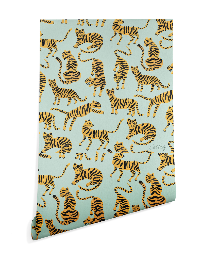 DENY DESIGNS Cat Coquillette Tiger Collection: Mint Orange 2" x 8" Wallpaper Panel image number 0
