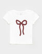 FULL TILT Girls Lace Bow Baby Tee image number 1