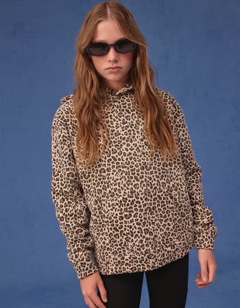 FULL TILT Leopard Print Girls Boyfriend Hoodie Primary Image