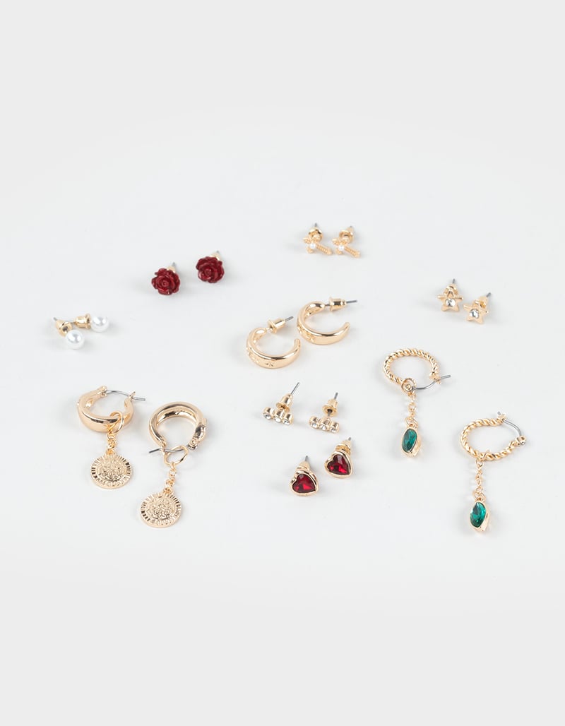 FULL TILT 9 Pack Cross/Heart Hoop Earrings  image number 0