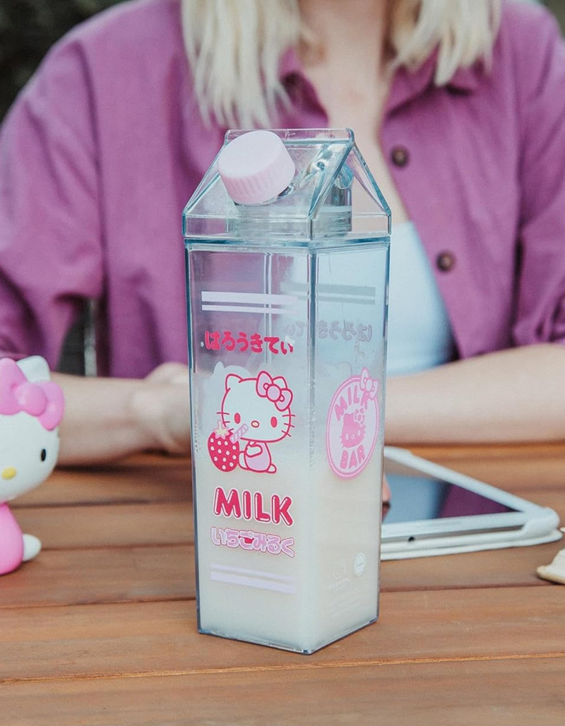 SANRIO 16 oz Hello Kitty Strawberry Plastic Milk Carton Bottle image number 5