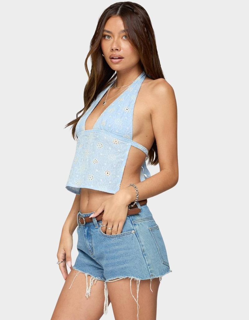 EDIKTED Floral Eyelet Backless Halter Top image number 4