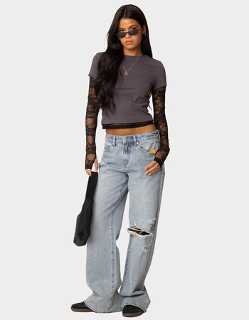 EDIKTED Adam Distressed Wide Leg Jeans Alternative Image