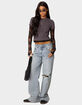 EDIKTED Adam Distressed Wide Leg Jeans image number 2