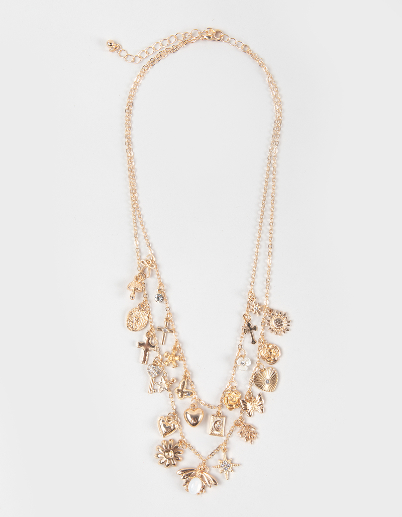 FULL TILT Heart/Floral Multi Charm Layered Necklace image number 0