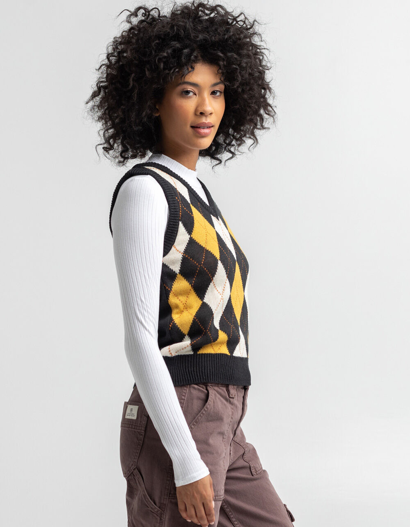 LOVE TREE Argyle V Neck Womens Sweater Vest image number 1