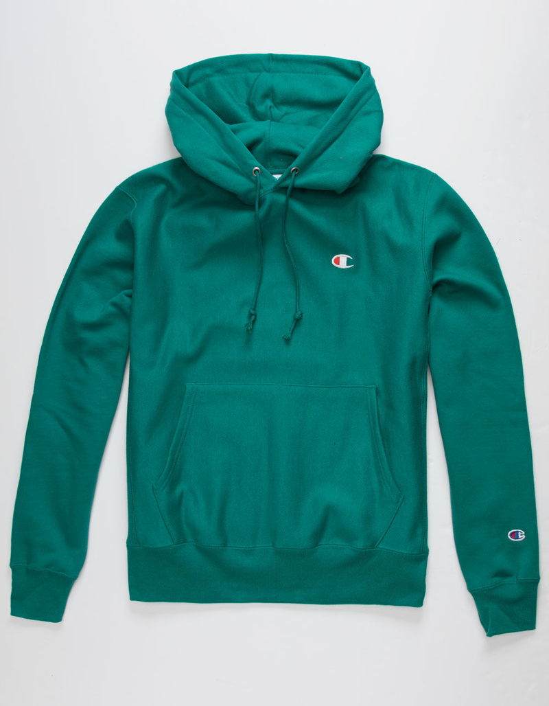 CHAMPION Reverse Weave Mens Dark Green Hoodie - DARK GREEN - L 