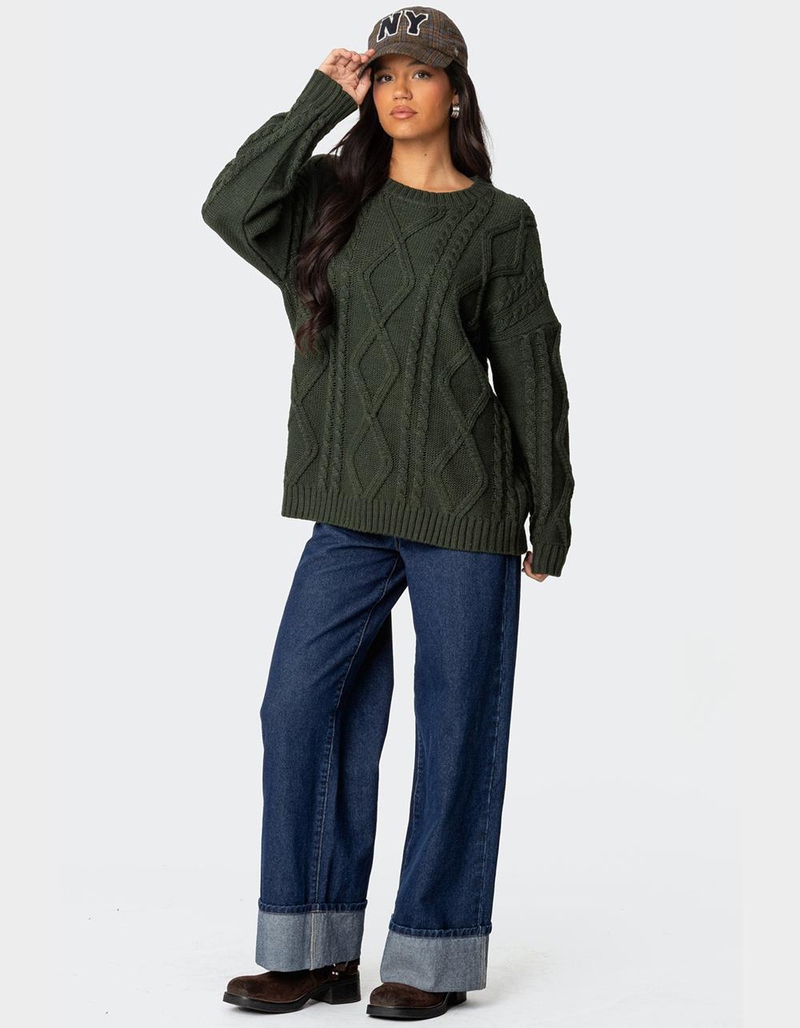EDIKTED Kennedy Oversized Cable Knit Sweater image number 3