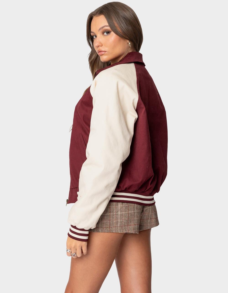 EDIKTED Varsity Oversized Bomber Jacket image number 4