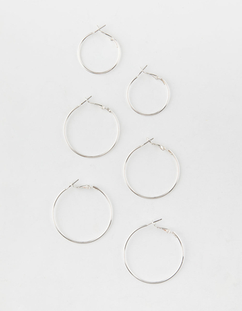 FULL TILT 3 Pairs Silver Hoop Earrings Primary Image