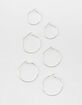 FULL TILT 3 Pairs Silver Hoop Earrings image number 1