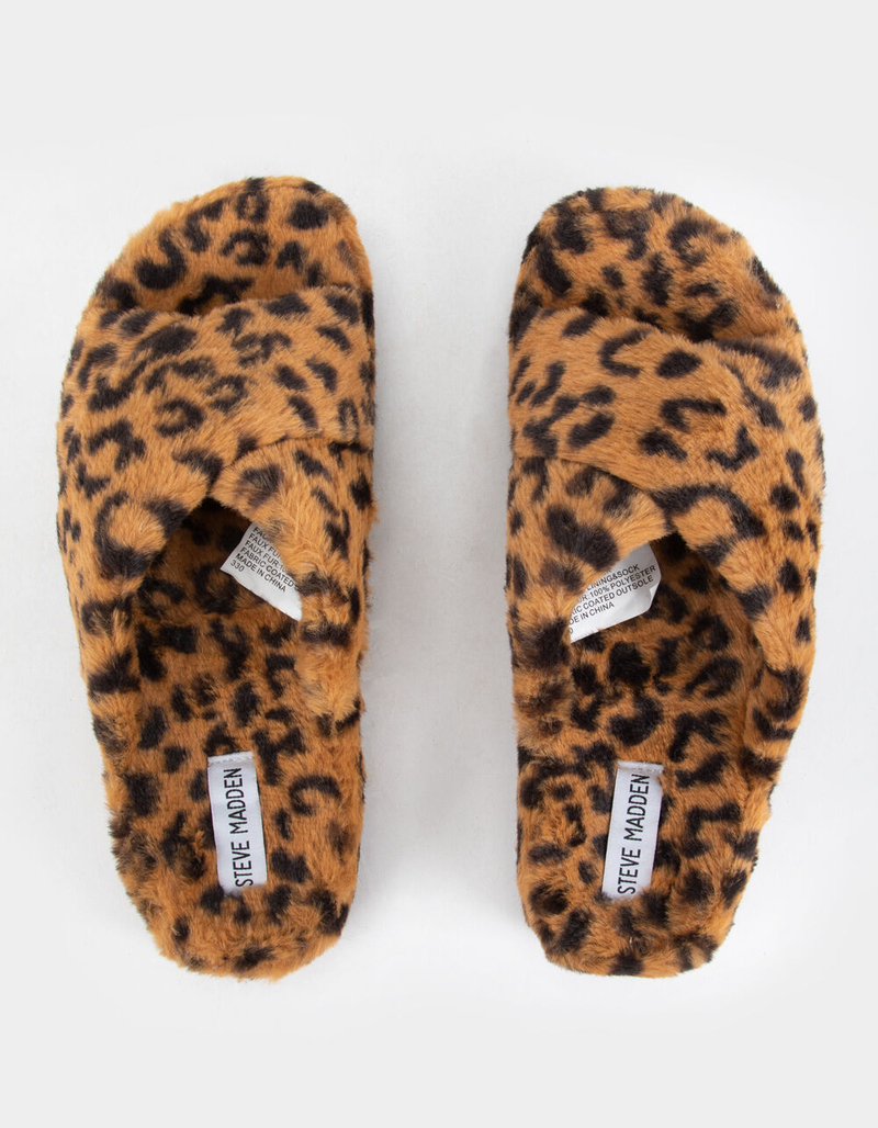 STEVE MADDEN Fuzed Womens Leopard Slippers image number 4