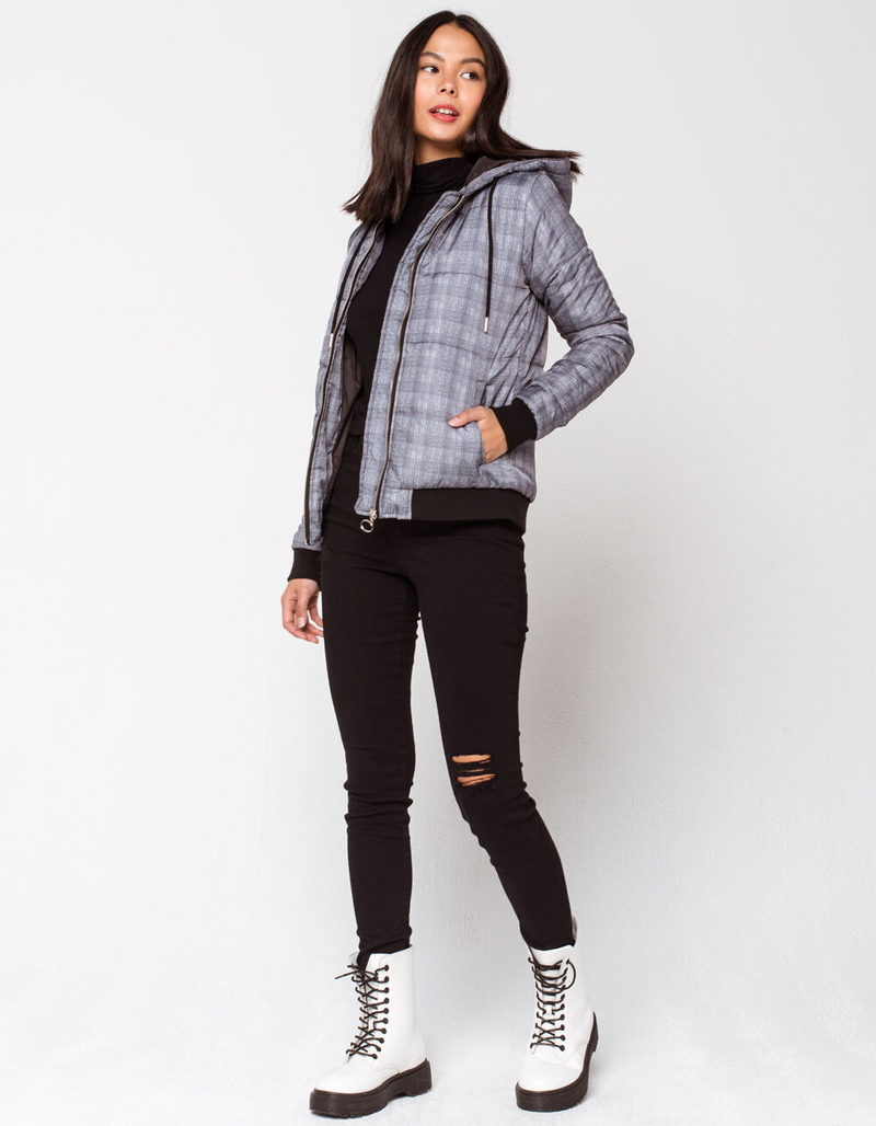 SKY AND SPARROW Plaid Womens Puffer Jacket image number 3