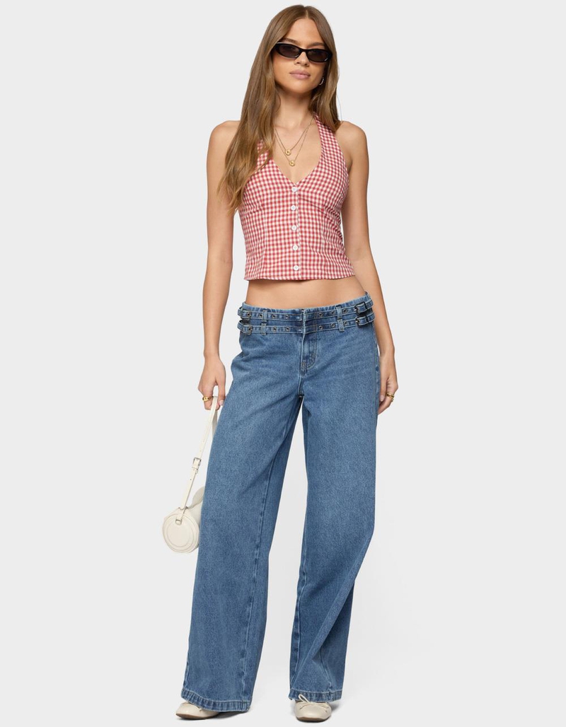 EDIKTED Livia Double Belt Low Rise Jeans image number 4