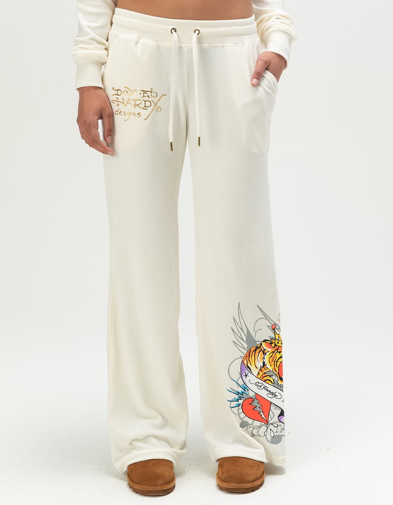 ED HARDY Tiger Crown Womens Velour Pants image number 3