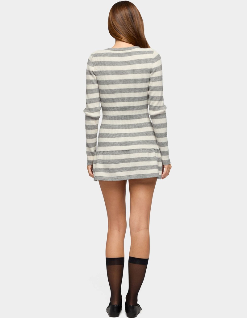 EDIKTED Caisyn Striped Ribbed Knit Mini Dress image number 2