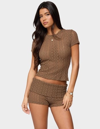 EDIKTED Rye Sheer Textured Tee Primary Image