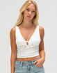 WEST OF MELROSE Lace Trim Keyhole Womens Tank Top image number 1