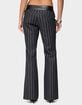 EDIKTED Pinstripe & Faux Leather Low Rise Flared Jeans image number 3
