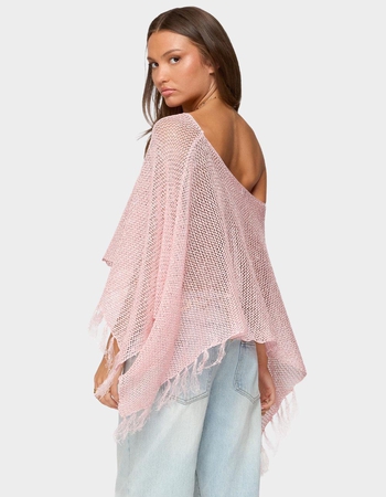 EDIKTED Sequin Fringe Knit Poncho Alternative Image