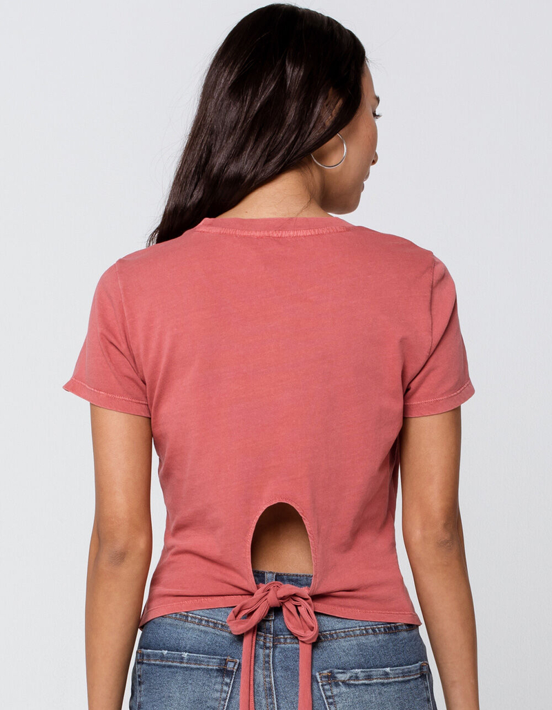 SKY AND SPARROW Open Tie Back Womens Mauve Tee image number 1