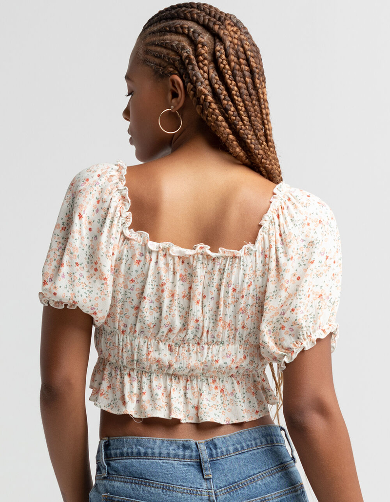 LIBERTY LOVE Puff Sleeve Cinch Waist Womens Top image number 2