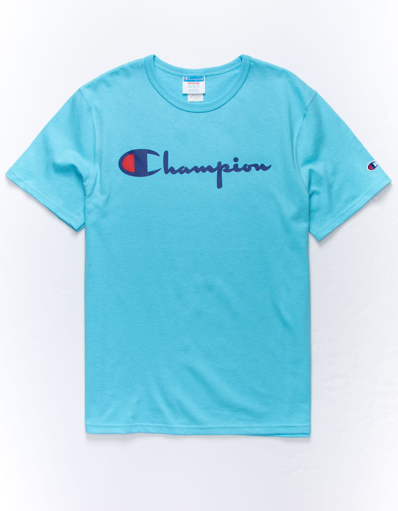 CHAMPION Script Mens Light Blue T-Shirt image number 0