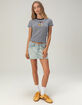 DISNEY Minnie And Mickey Womens Embroidered Stripe Baby Tee image number 2