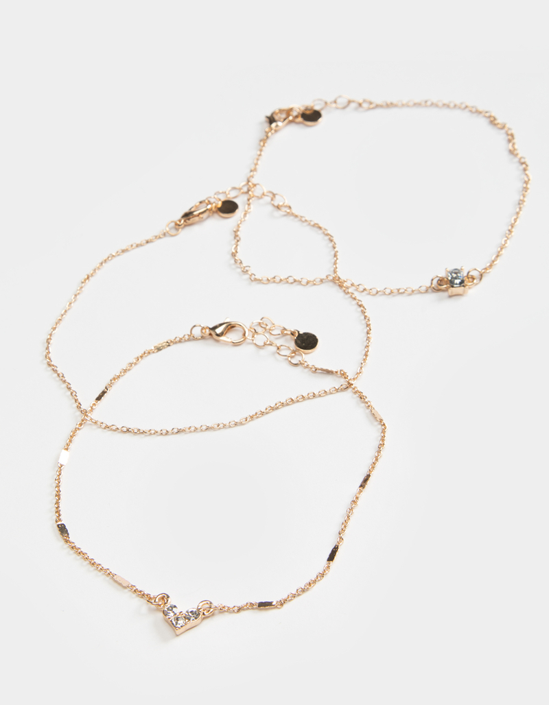 FULL TILT Rhinestone Heart Anklet Set image number 0