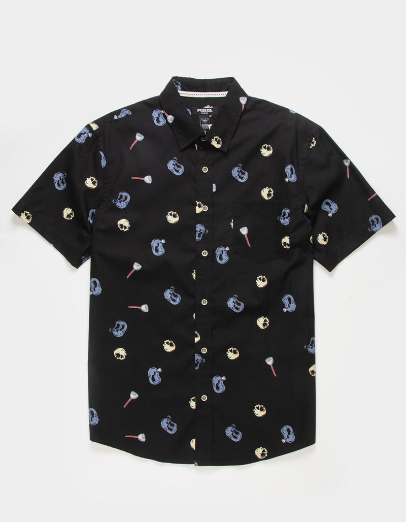 RSQ Mens Ditsy Skull Button Up Shirt image number 3