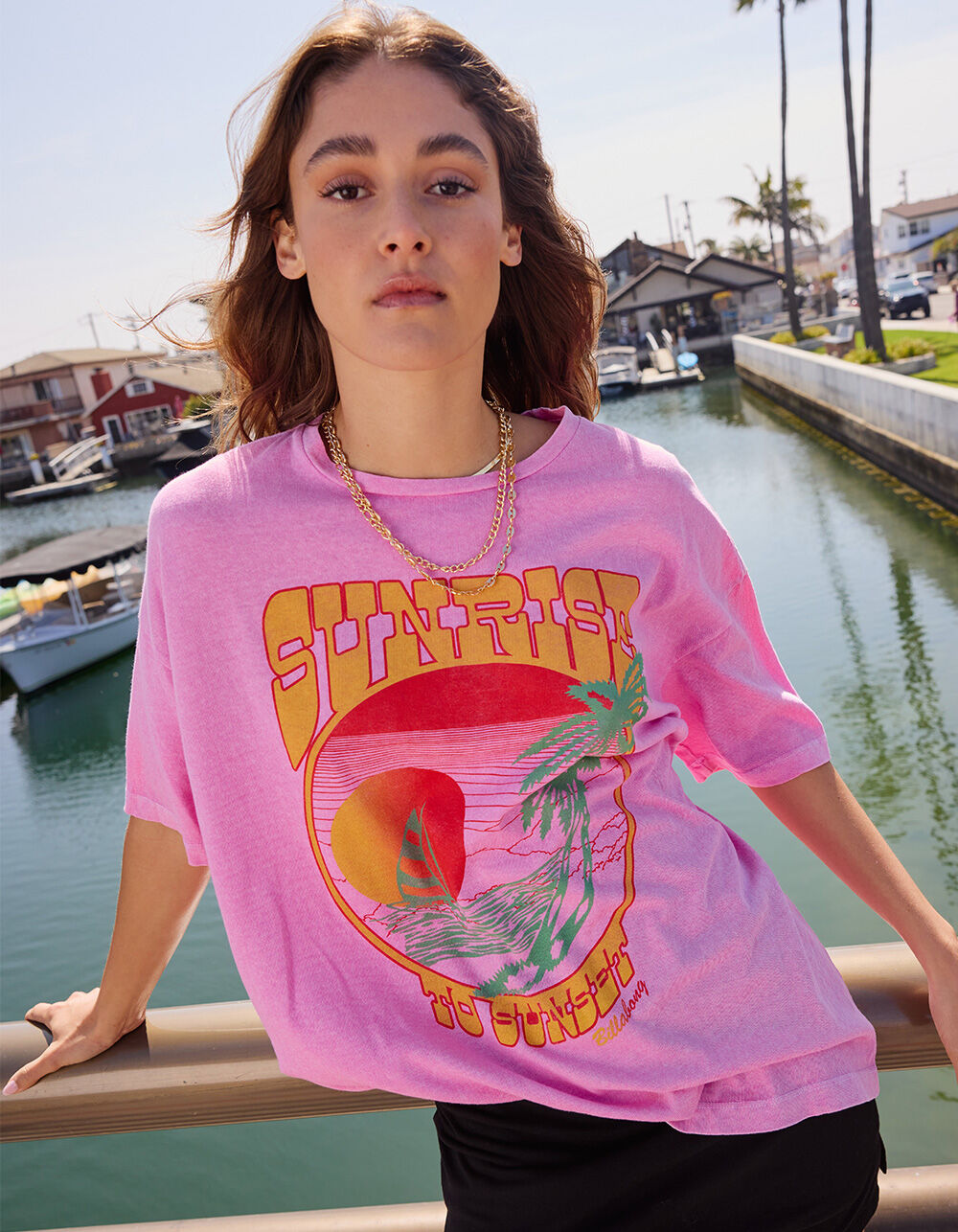 BILLABONG Sunrise To Sunset Womens Oversized Tee - PINK | Tillys