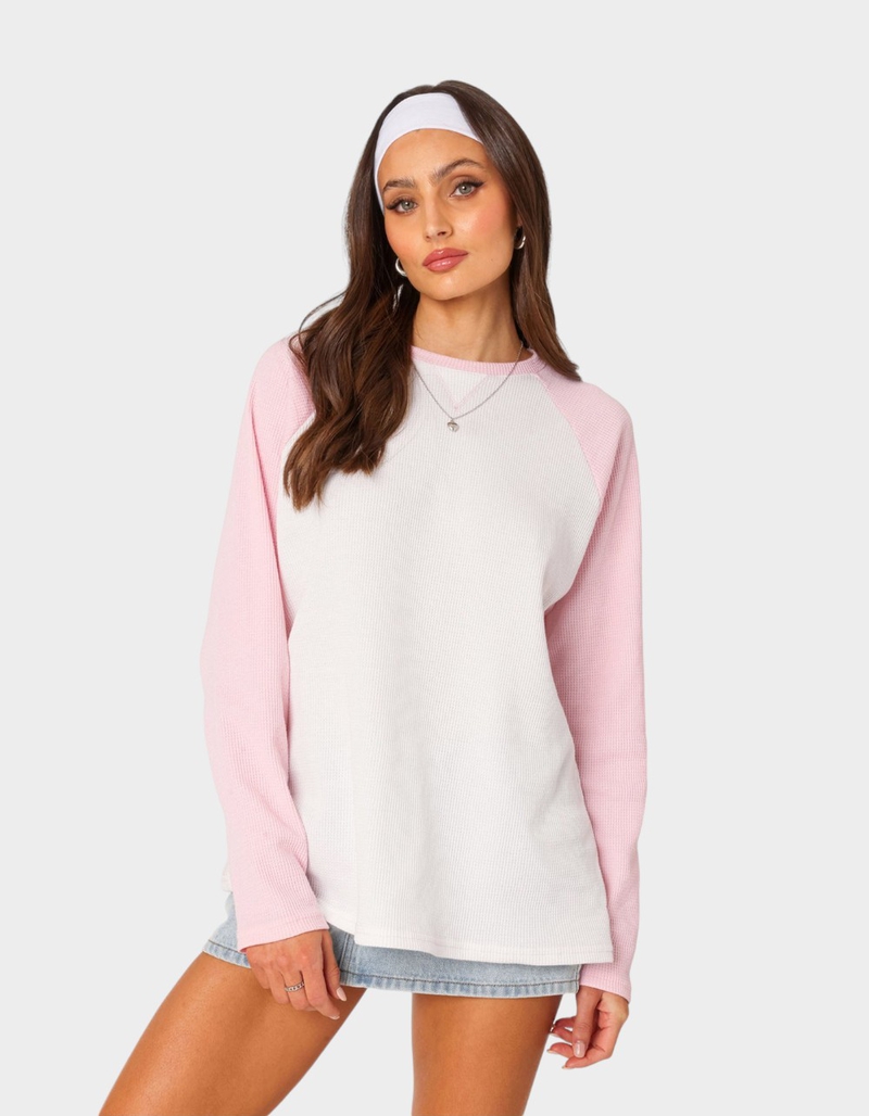 EDIKTED Me Time Oversized Waffle Top image number 0