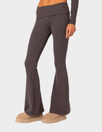EDIKTED Coffee Break Ribbed Flared Leggings Alternative Image