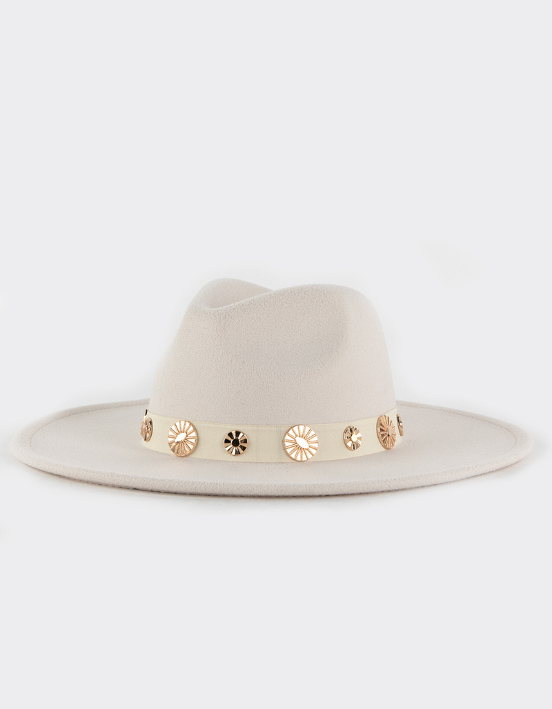 Gold Disc Trim Wool Womens Panama Hat image number 0