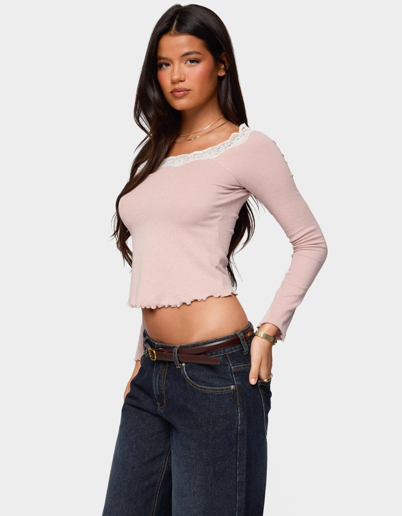 EDIKTED Emmery Lacey Boat Neck Top image number 1