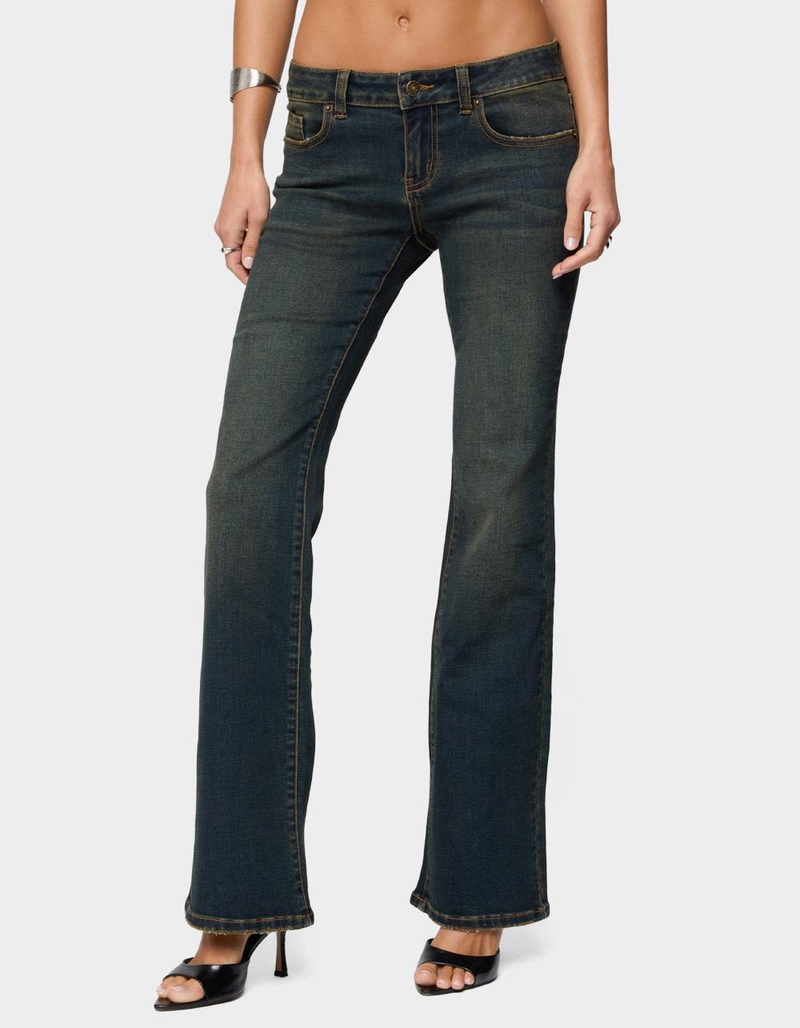 EDIKTED Tez Vintage Washed Low Rise Bootcut Jeans image number 0