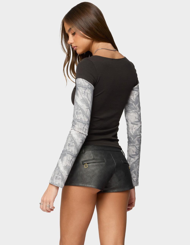 EDIKTED Layered Camo Long Sleeve Tee image number 2