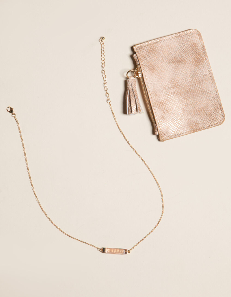 WEST OF MELROSE Pink Wallet & Necklace Gift Set image number 2