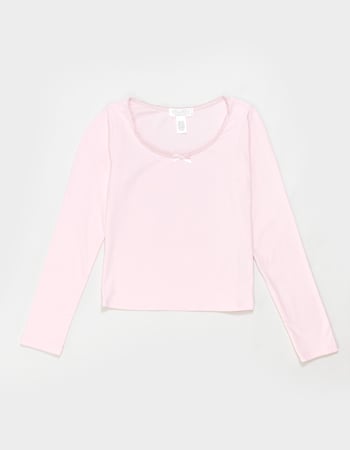 FULL TILT Bow Trim Girls Long Sleeve Tee Primary Image