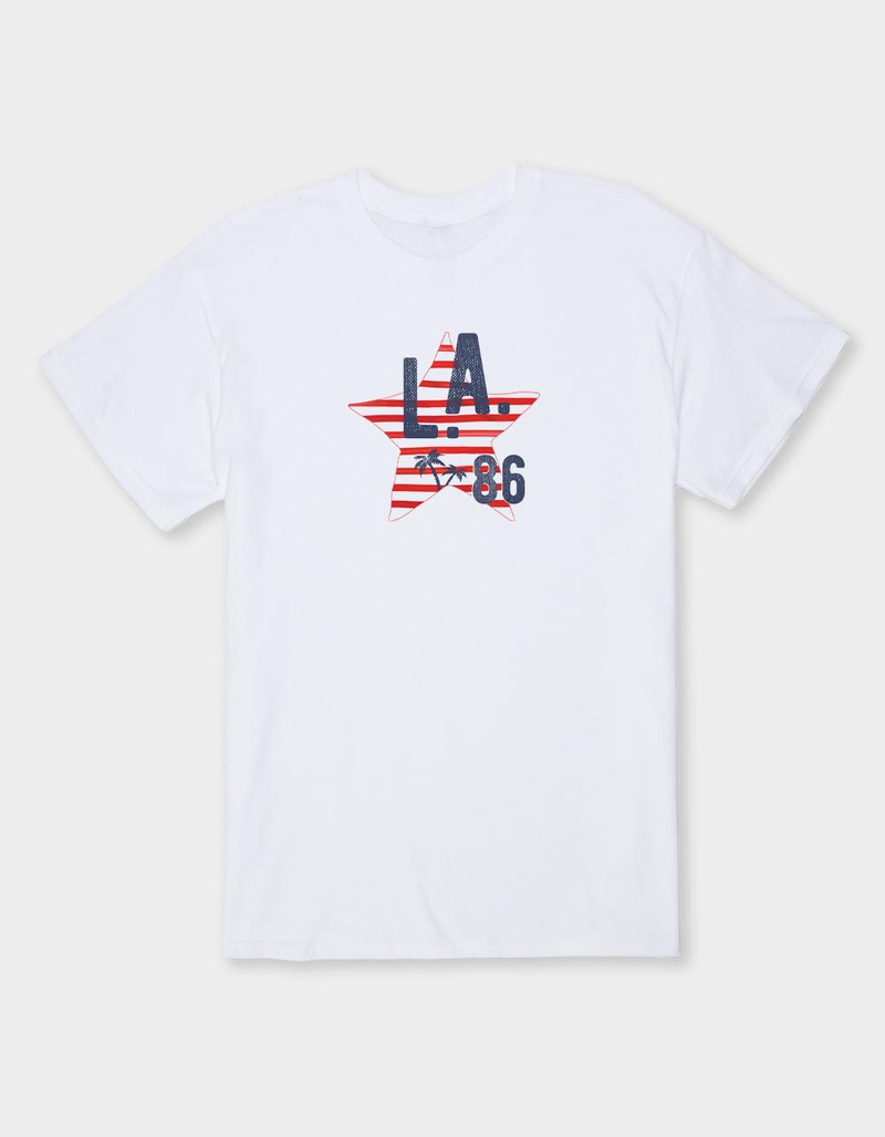 LOS ANGELES Striped Star Unisex Tee image number 0