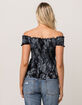 SKY AND SPARROW Tie Dye Off The Shoulder Womens Babydoll Top image number 3