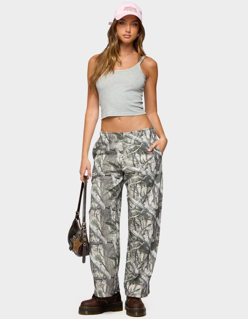 EDIKTED Camo Straight Leg Sweatpants image number 4