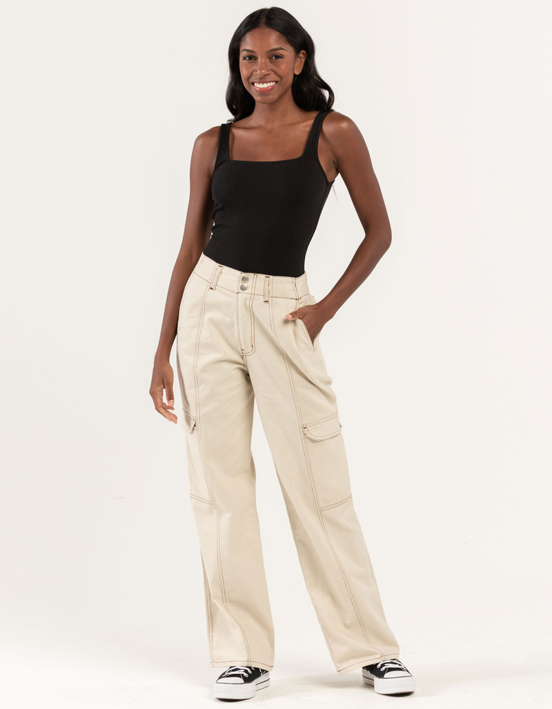 RSQ Womens Smock Waist Loose Cargo Pants image number 4