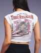 TRUE RELIGION Crystal Leopard Womens Ribbed Notch Baby Tee image number 1