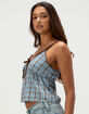 MADDEN GIRL Womens Plaid Babydoll Top image number 3