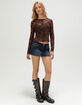 RSQ Womens Plaid Mesh Button Front Long Sleeve Top image number 2