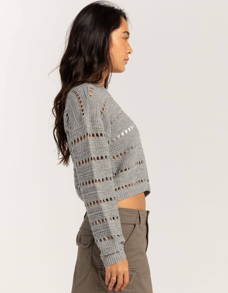 RSQ Womens Open Stitch Cropped Sweater image number 2